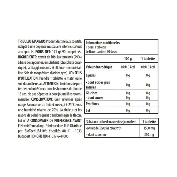 BioTech USA Tribulus Maximus 1500 mg (90 tabs)