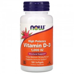 Now Foods Vitamine D-3 1'000 UI (180 gélules)