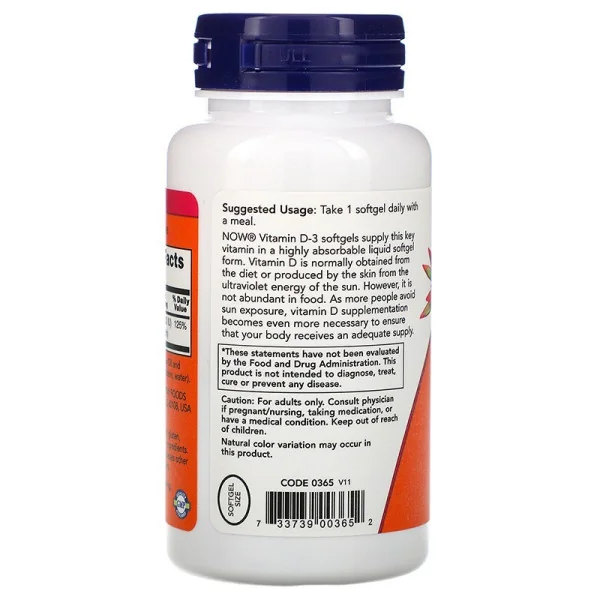 Now Foods Vitamin D-3 1'000 IU (180 Softgels)
