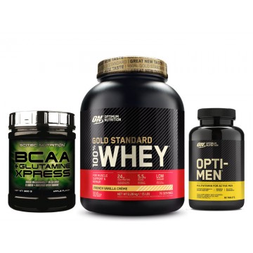 ON 100% Whey Gold Standard (2.27kg) + ON Opti-Men (90 caps) + SN BCAA + Glutamine Xpress (300g) ON 100% Whey Gold Standard (2.27kg) + ON Opti-Men (90 caps) + SN BCAA + Glutamine Xpress (300g)