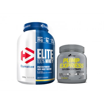 DYMATIZE Elite Whey (2100g) + Olimp Pump Express 2.0 Concentrate (660g)