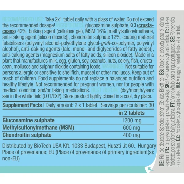 Biotech USA MSM Chondroitin Glucosamine (60 tabs)