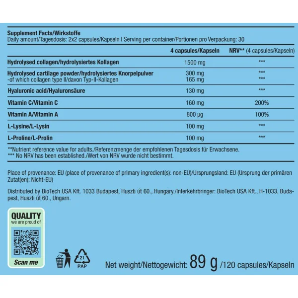 Biotech USA Hyaluronic & Collagen (120 caps)