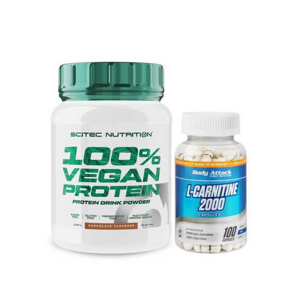 SN 100% Vegan Protein (1000g) + Body Attack L-Carnitine 2000 (100 Caps)