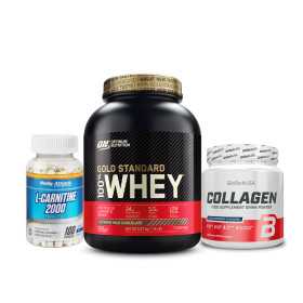 ON 100% Whey Gold Standard (2.3 kg) + BioTech USA Collagen (300g) + Body Attack L-Carnitine 2000 (100 Caps)