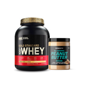 ON 100% Whey Gold Standard (2.3 kg) + Biotech USA Peanut Butter (1000g)