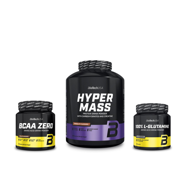 Biotech USA Hyper Mass (2270g) + Biotech USA 100% L - Glutamine (240g) + Biotech USA BCAA Zero (360g)