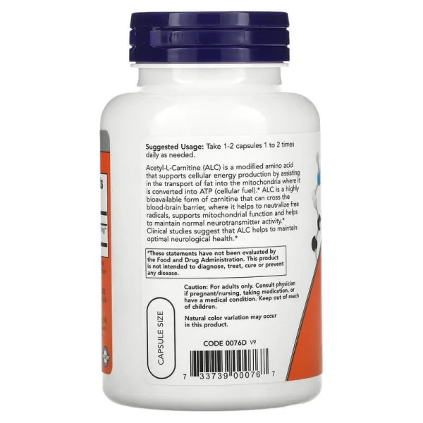 Now Foods Acetyl L-Carnitine 500 mg (100 caps)