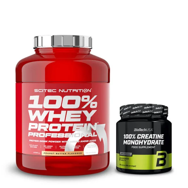 SN 100% Whey Protein Professional (2350 g) + BioTech USA 100% Creatine Monohydrate (300g)