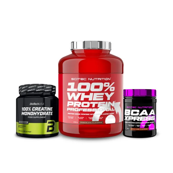 SN 100% Whey Protein Pro (2350g) + SN BCAA Xpress (280g) + BioTech USA 100% Creatine Monohydrate (300g)