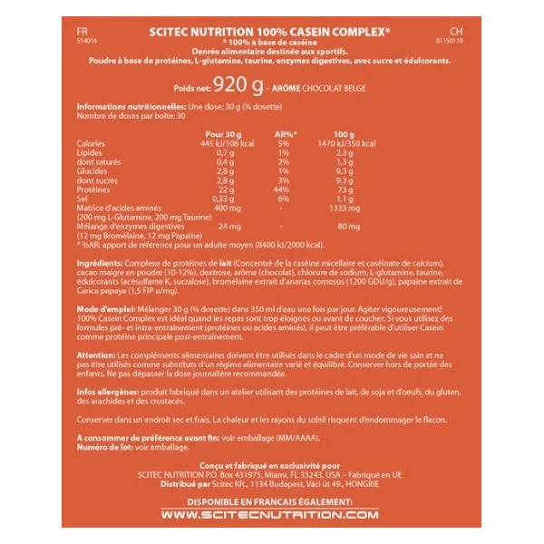 SN 100% Casein Complex (920g)